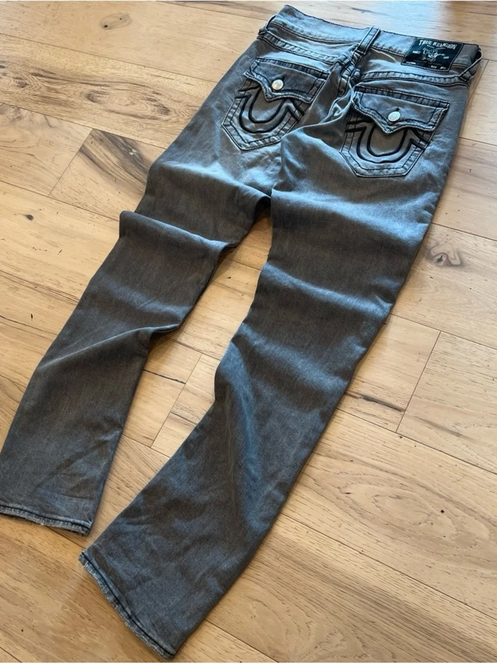 grail true religion stacked ricky cut gray straight leg denim